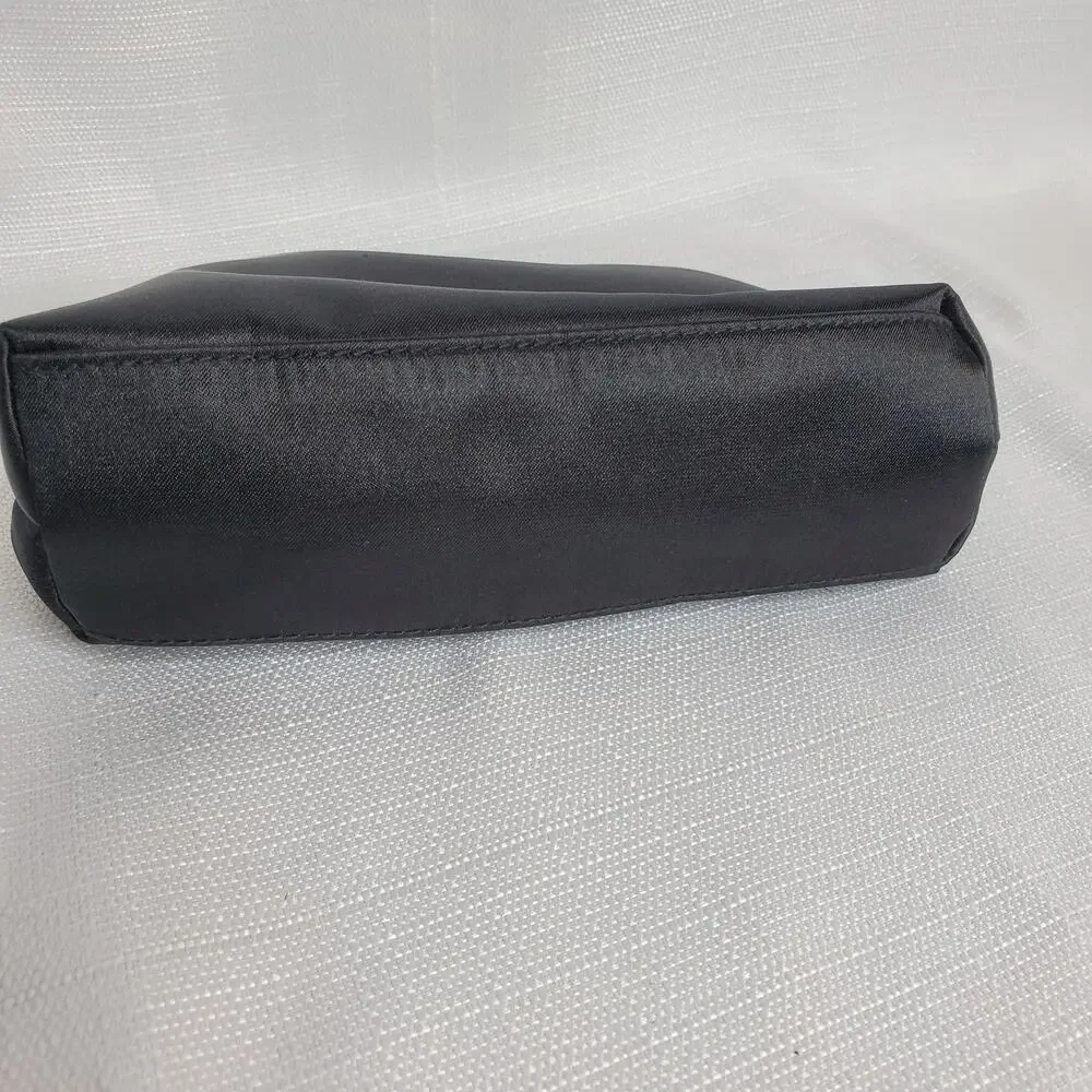 Liz Claiborne Black Satin Convertible Bag w/ Gold Hardware & Clasp